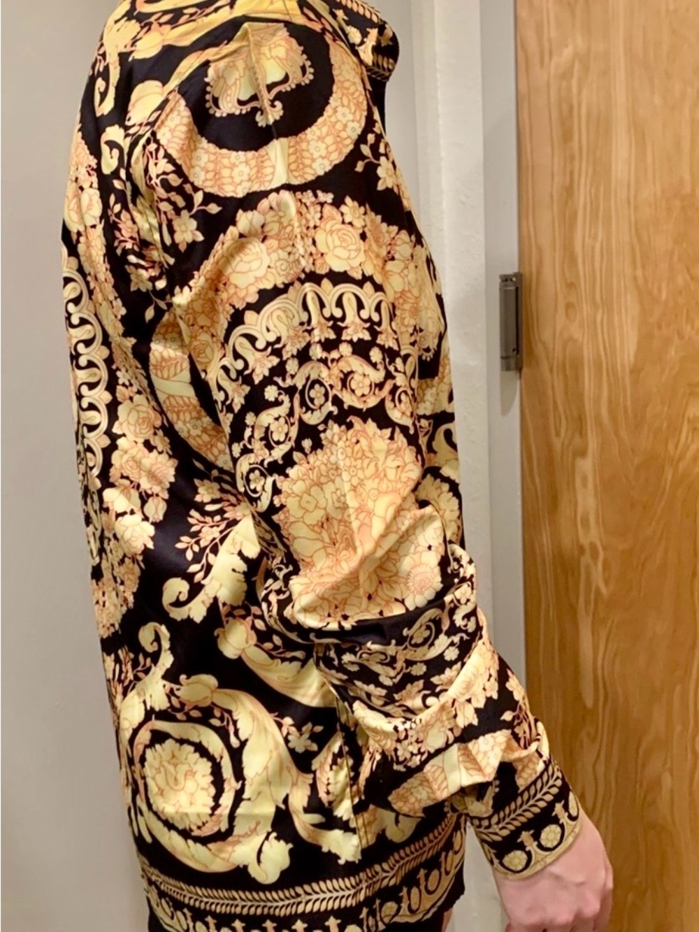 Black & Gold Baroque Print Dress Shirt - Men's NWT - Picture 3 of 4